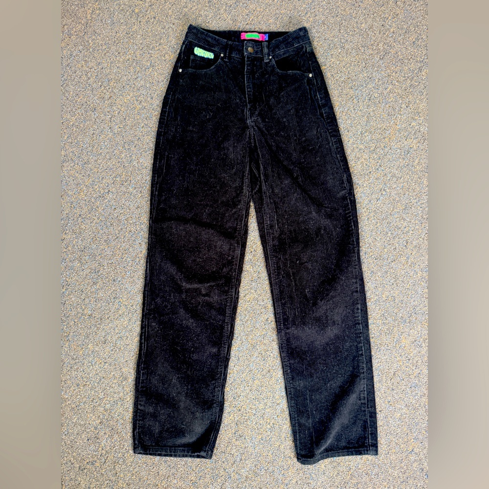 Empyre Pants Women 2 Black ‘Tori’ Corduroy Relax Loose‎ Baggy Skate Straight Leg